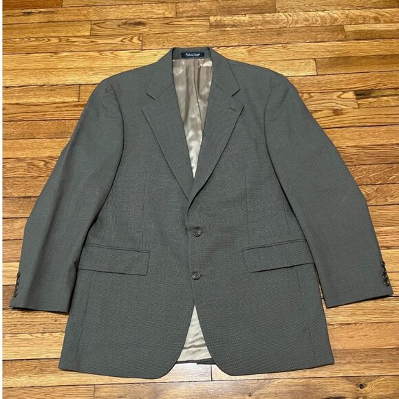 Chaps Ralph Lauren Mens Blazer Jacket Size 42L Gray Wool 2 Button Sport Coat VTG - Picture 1 of 7